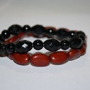 Beautiful black and brown bracelet set 7"